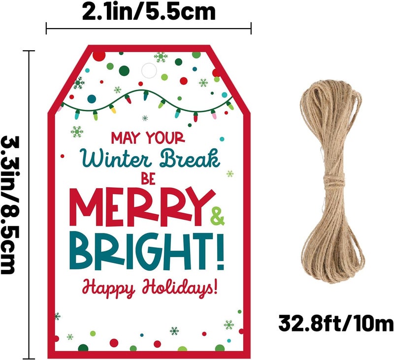 Alynta Happy Holiday Gift Tags - Merry and Bright Gift Tags with String Christmas Tag 50Pcs Xmas Tag for Presents Gift Wrapping Christmas Decorations - Image 2